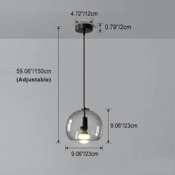 Hand-Blown Smoke Grey Glass Pendant Light – Elegant Modern Ceiling Lamp