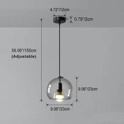 Hand-Blown Smoke Grey Glass Pendant Light – Elegant Modern Ceiling Lamp