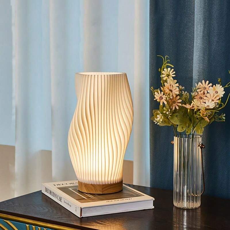 Serene Wavecrest Lamp – Modern Elegance with Adjustable Dimming & USB Power