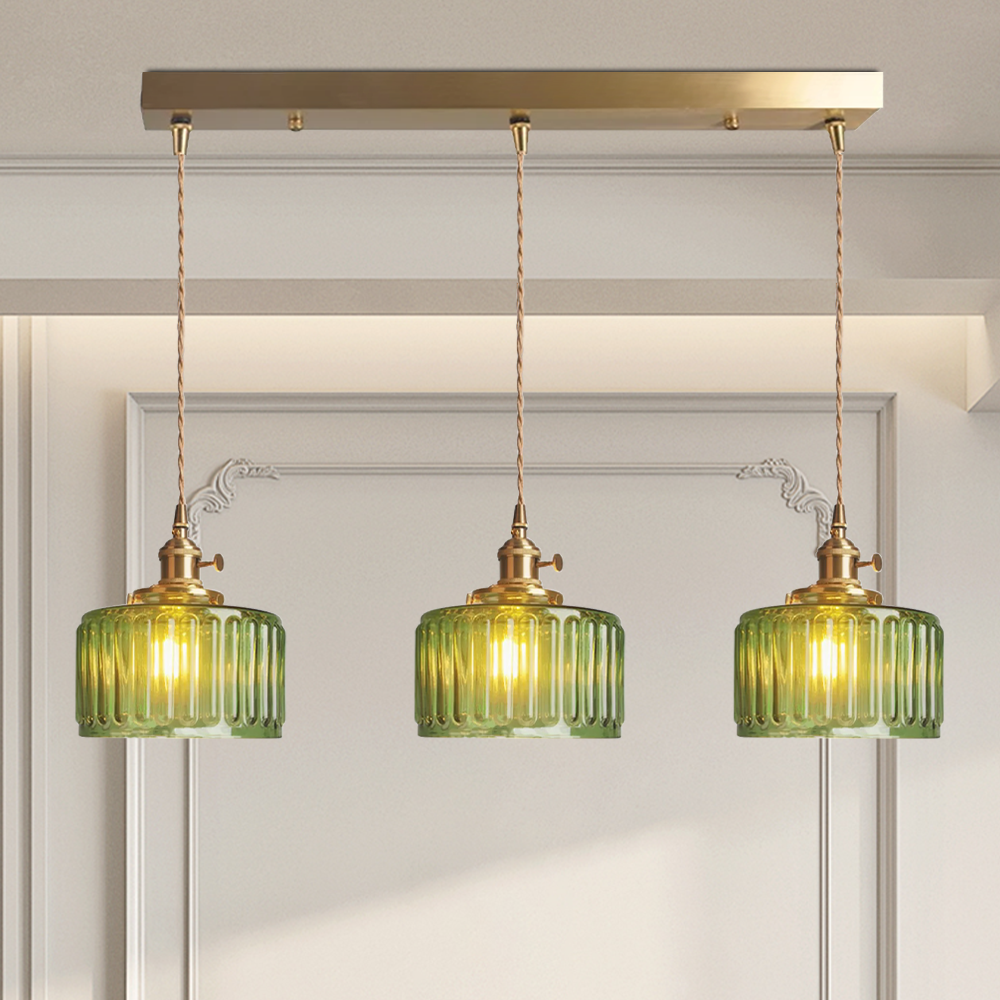 Vintage Crystal Pendant Light – Elegant Glass Cylinder Hanging Lamp