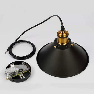Vintage Brass Cone Pendant Light – Classic Industrial-Inspired Hanging Lamp