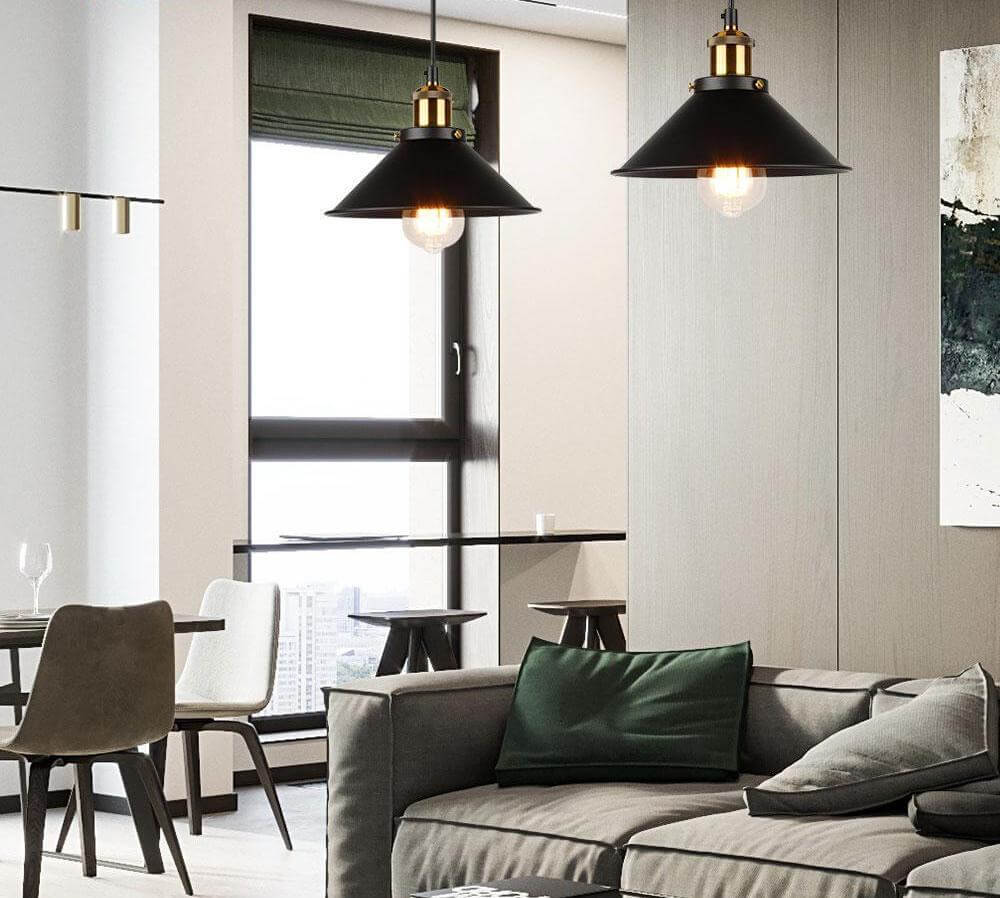 Vintage Brass Cone Pendant Light – Classic Industrial-Inspired Hanging Lamp