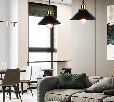 Vintage Brass Cone Pendant Light – Classic Industrial-Inspired Hanging Lamp