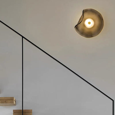 Modern Decorative Wall Light – Amber Smoked Glass & Metal Design