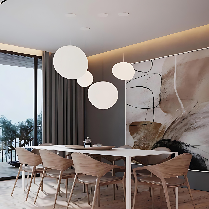 LumiPebble Pendant Light – Elegant Glass and Pebble Design, Modern and Sophisticated