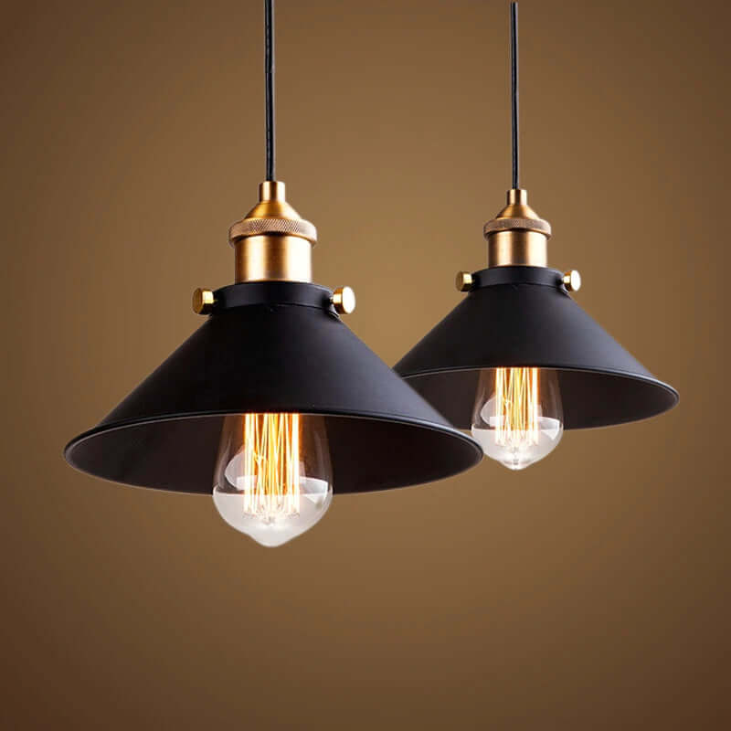 Vintage Brass Cone Pendant Light – Classic Industrial-Inspired Hanging Lamp