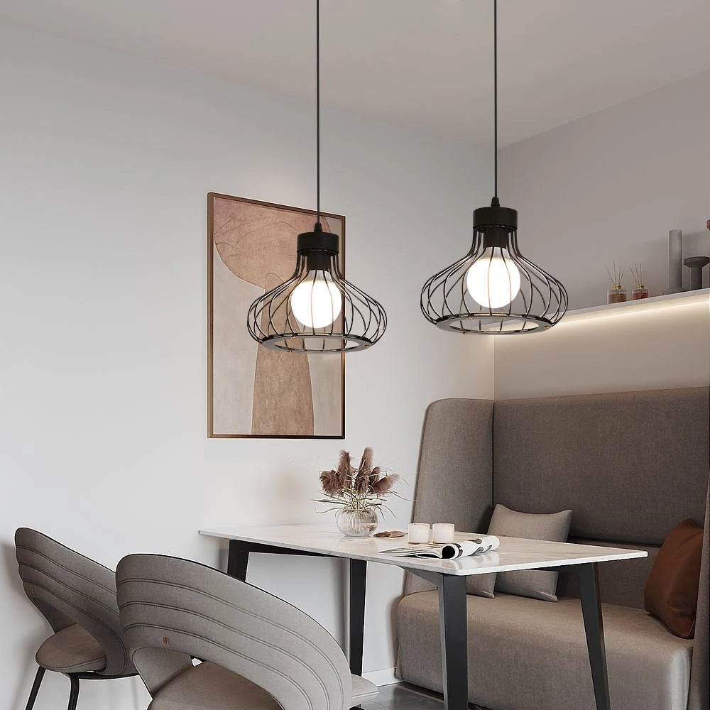 Modern Industrial Metal Pendant Light – Adjustable Vintage Black Design