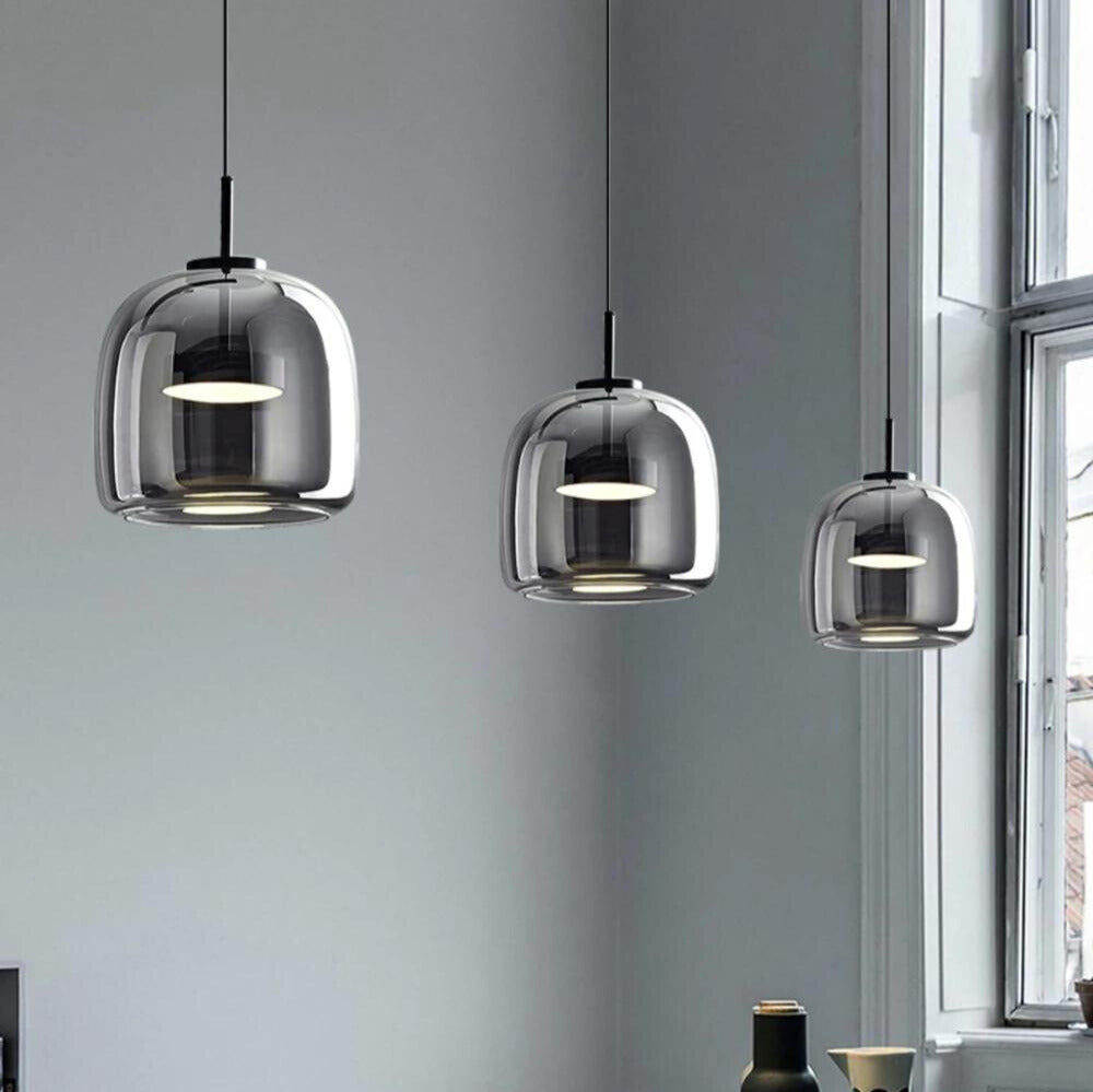 Nordic Black Glass Pendant Light – Sleek & Luxurious LED Chandelier