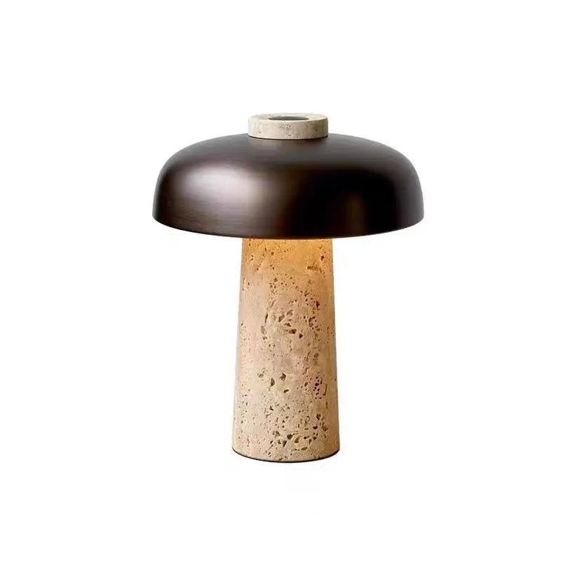 Natural Travertine Table Lamp – Minimalist Stone Lighting with Wabi-Sabi Charm