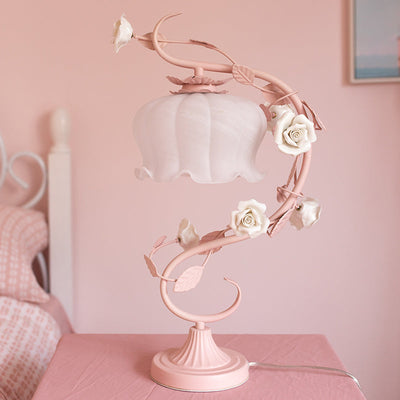 RosaGlo™ Stylish Covered Rose Lamp – Timeless Elegance with a Romantic Glow