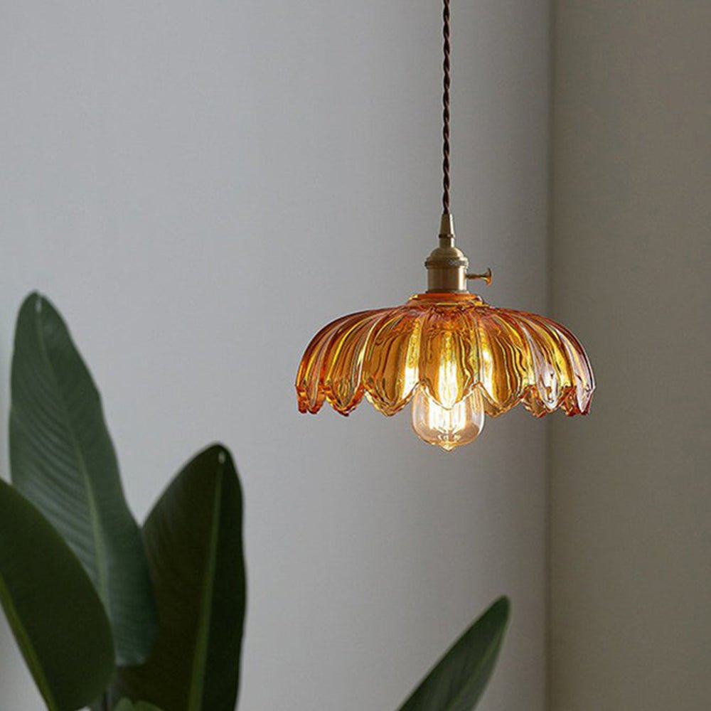 High-Transparency Glass & Copper Pendant Light – Elegant, Romantic Illumination