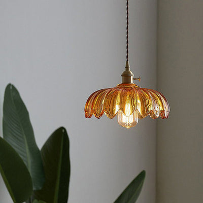 High-Transparency Glass & Copper Pendant Light – Elegant, Romantic Illumination