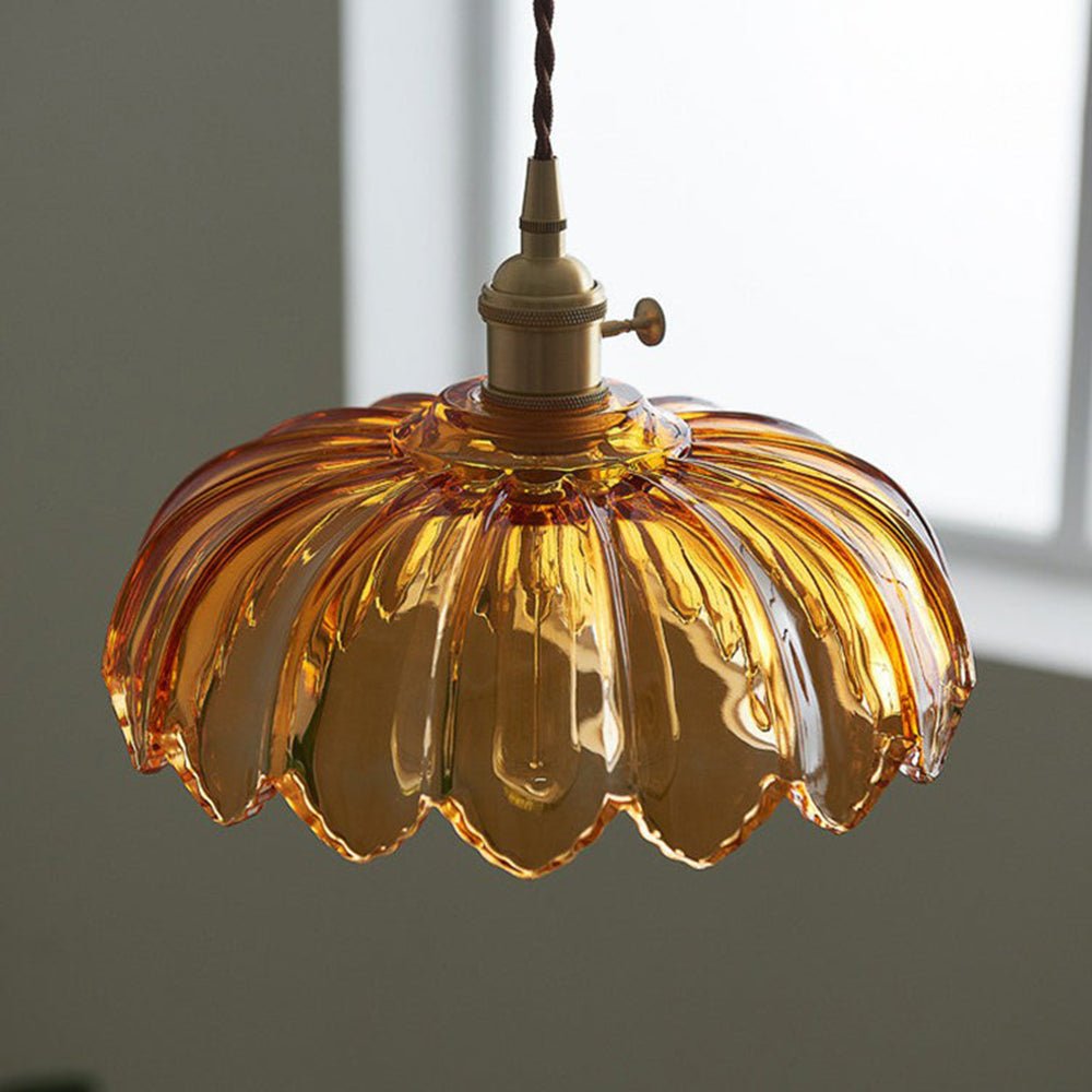 High-Transparency Glass & Copper Pendant Light – Elegant, Romantic Illumination