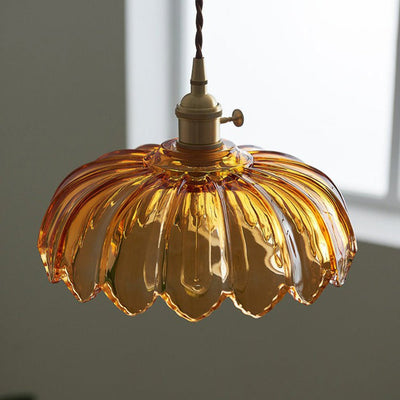 High-Transparency Glass & Copper Pendant Light – Elegant, Romantic Illumination