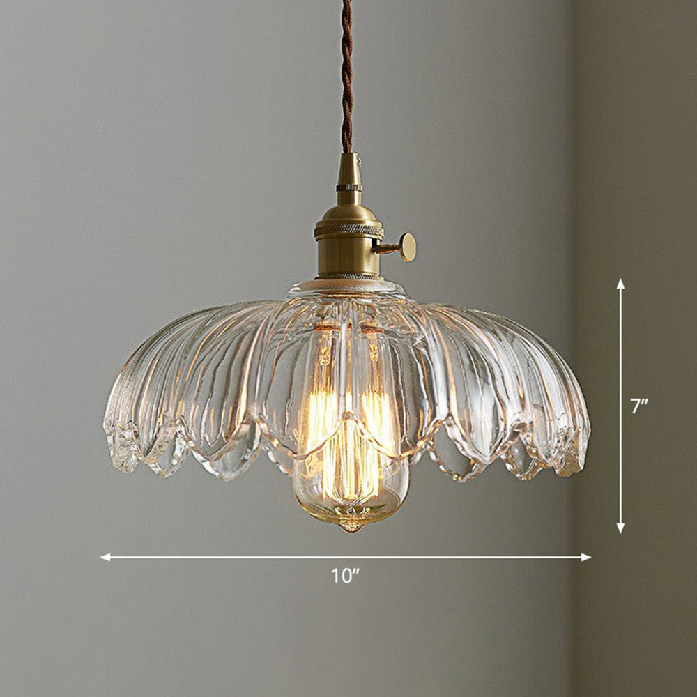 High-Transparency Glass & Copper Pendant Light – Elegant, Romantic Illumination