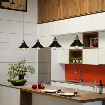 Vintage Brass Cone Pendant Light – Classic Industrial-Inspired Hanging Lamp