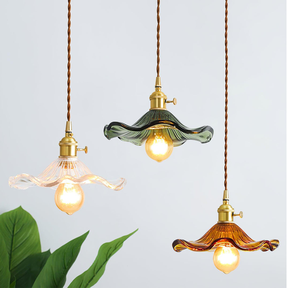 Floral Glass Pendant Light – Elegant LED Hanging Lamp for Sophisticated Interiors