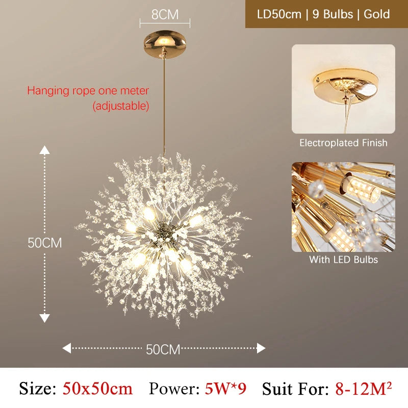 Luxury Crystal LED Chandelier – Elegant Modern Pendant Light