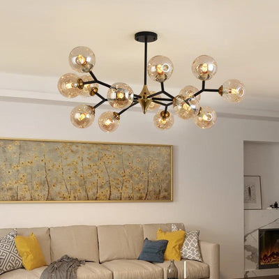 Nordic Glass Ball LED Chandelier – Modern Flush Mount Ceiling Light