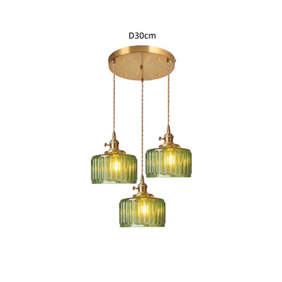 Vintage Crystal Pendant Light – Elegant Glass Cylinder Hanging Lamp