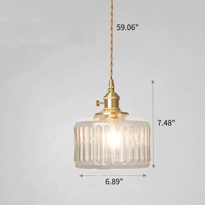 Vintage Crystal Pendant Light – Elegant Glass Cylinder Hanging Lamp