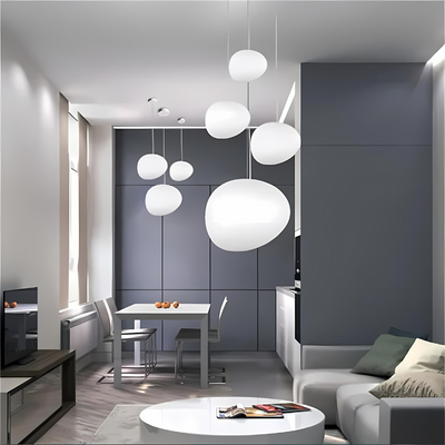 LumiPebble Pendant Light – Elegant Glass and Pebble Design, Modern and Sophisticated