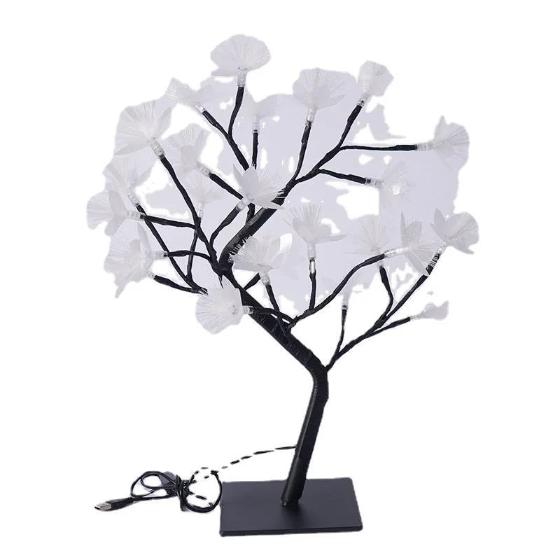 White Birch LED Flower Tree – USB & Battery-Powered Warm Light Decor