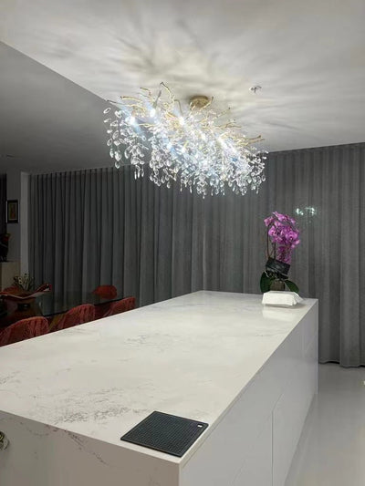 French Style Branch Crystal Chandelier – Luxury LED Pendant Light (G9, Adjustable Height)