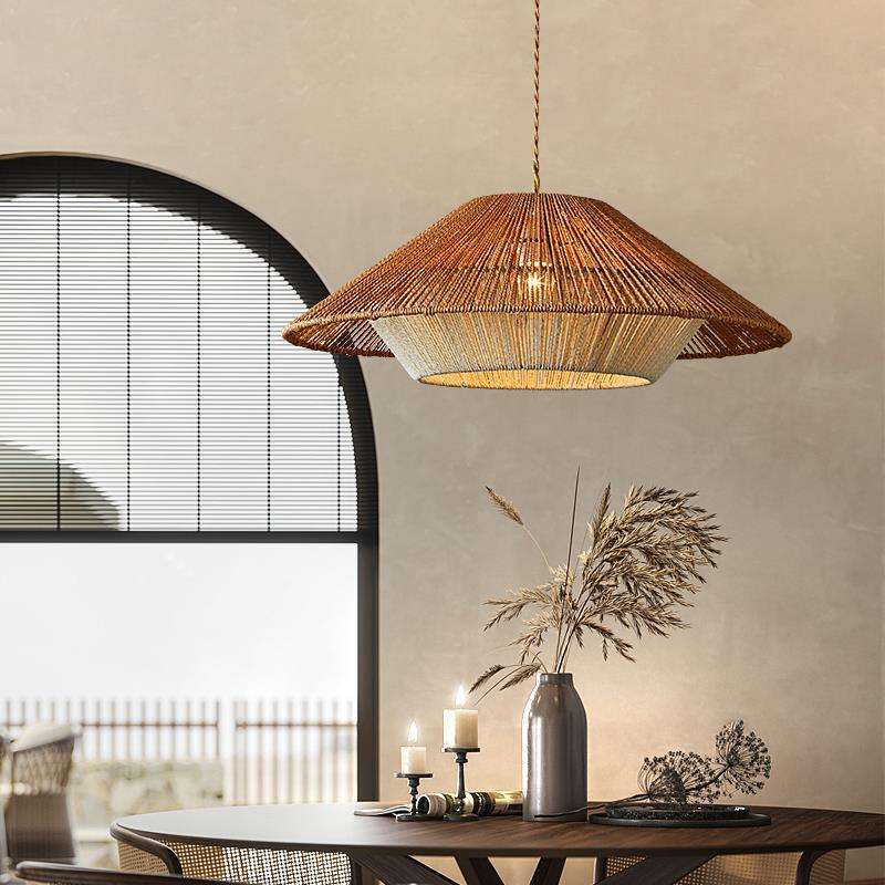 Japanese Wicker Pendant Light – Handwoven Zen-Inspired Ceiling Lamp