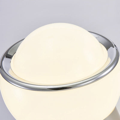 French Opal Bauhaus Table Lamp – Minimalist Glass & Stainless Steel LED Light