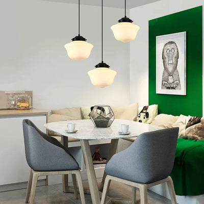 Vintage Geometric Milk Glass Pendant Light – Timeless Elegance with a Modern Touch