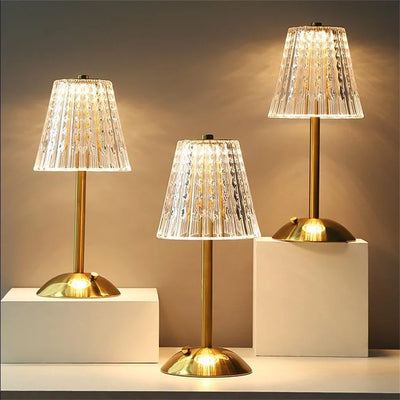 Golden Crystal Touch Lamp – Wireless Dimmable LED Table Light with Adjustable Colour Temperature (USB-C)