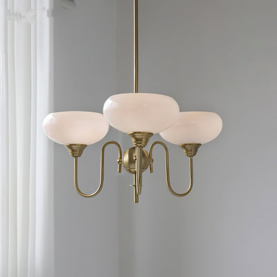 Elegant Cream Glass Chandelier – Timeless Luxury for Your Home