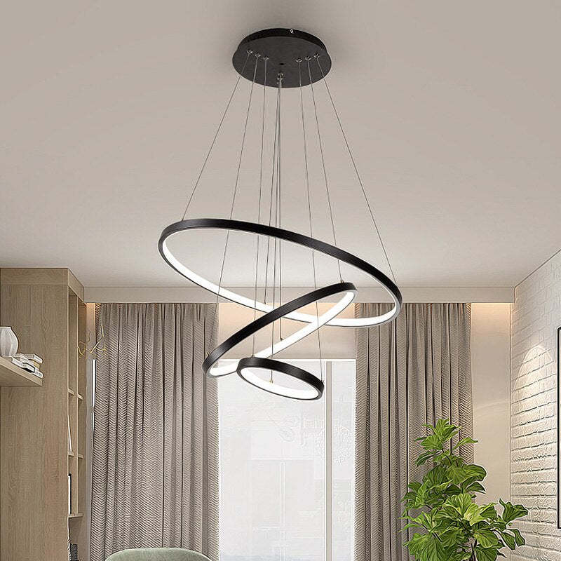 Yumanira 3-Ring Modern Ceiling Light – Dimmable LED Pendant with Remote Control