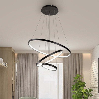 Yumanira 3-Ring Modern Ceiling Light – Dimmable LED Pendant with Remote Control