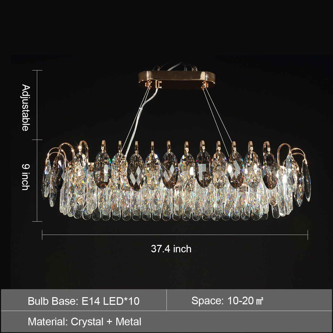 Luxury K9 Crystal Chandelier – Elegant Rose Gold Design & Dimmable LED