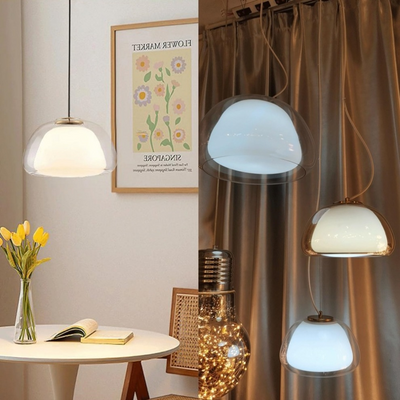 Modern Jelly Pendant Light – Elegant White Glass Shade with Adjustable Drop