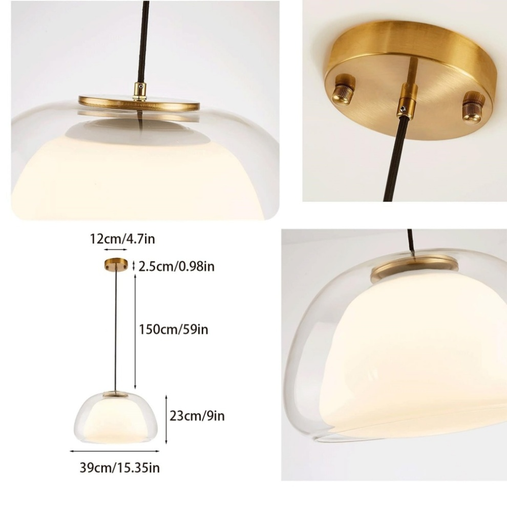 Modern Jelly Pendant Light – Elegant White Glass Shade with Adjustable Drop