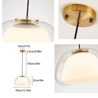 Modern Jelly Pendant Light – Elegant White Glass Shade with Adjustable Drop