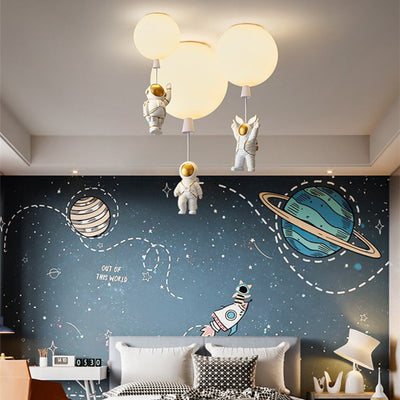 Fateh Modern Moon & Astronaut LED Ceiling Light – Whimsical Space-Themed Lamp
