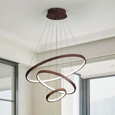 Yumanira 3-Ring Modern Ceiling Light – Dimmable LED Pendant with Remote Control
