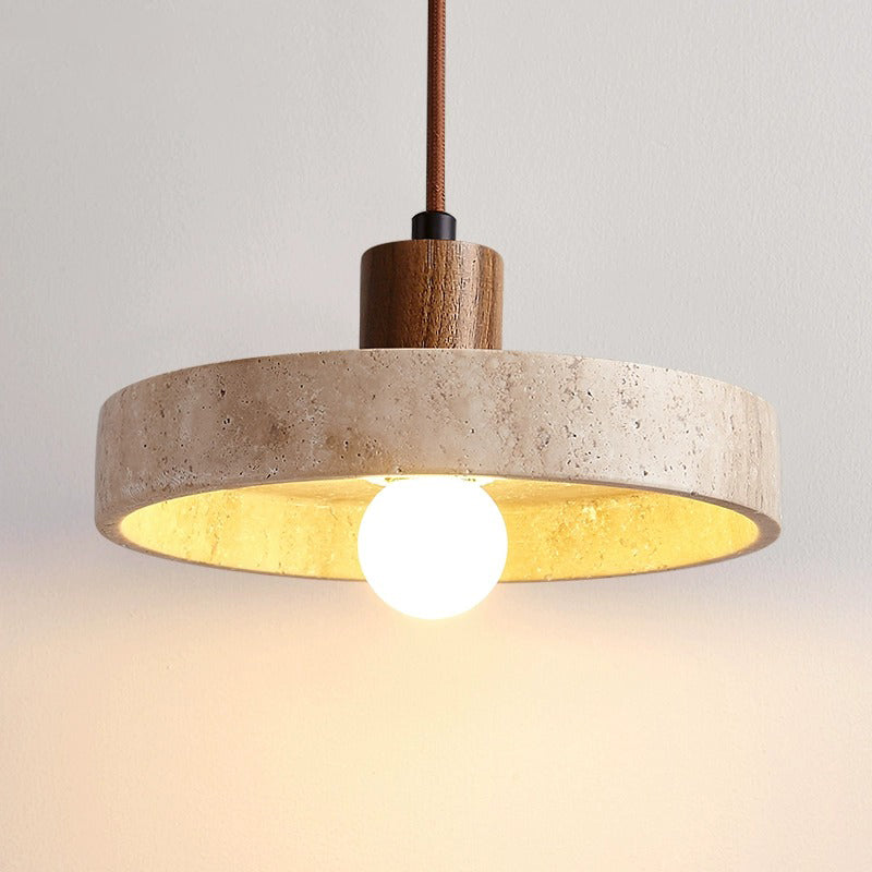 Vintage Wabi-Sabi Stone Pendant Light – Natural Elegance with Warm LED Glow