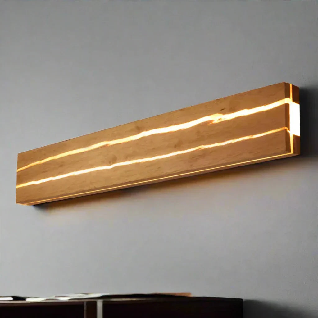 Modern Cracked Wood Wall Light – Natural LED Ambient Lighting