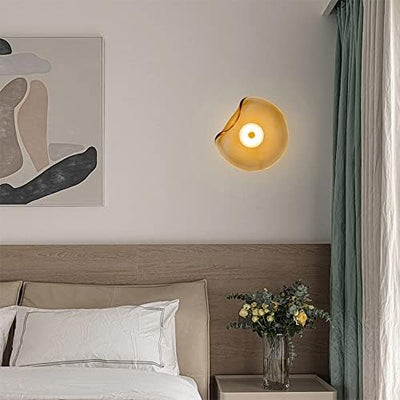 Modern Decorative Wall Light – Amber Smoked Glass & Metal Design
