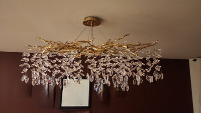 French Style Branch Crystal Chandelier – Luxury LED Pendant Light (G9, Adjustable Height)