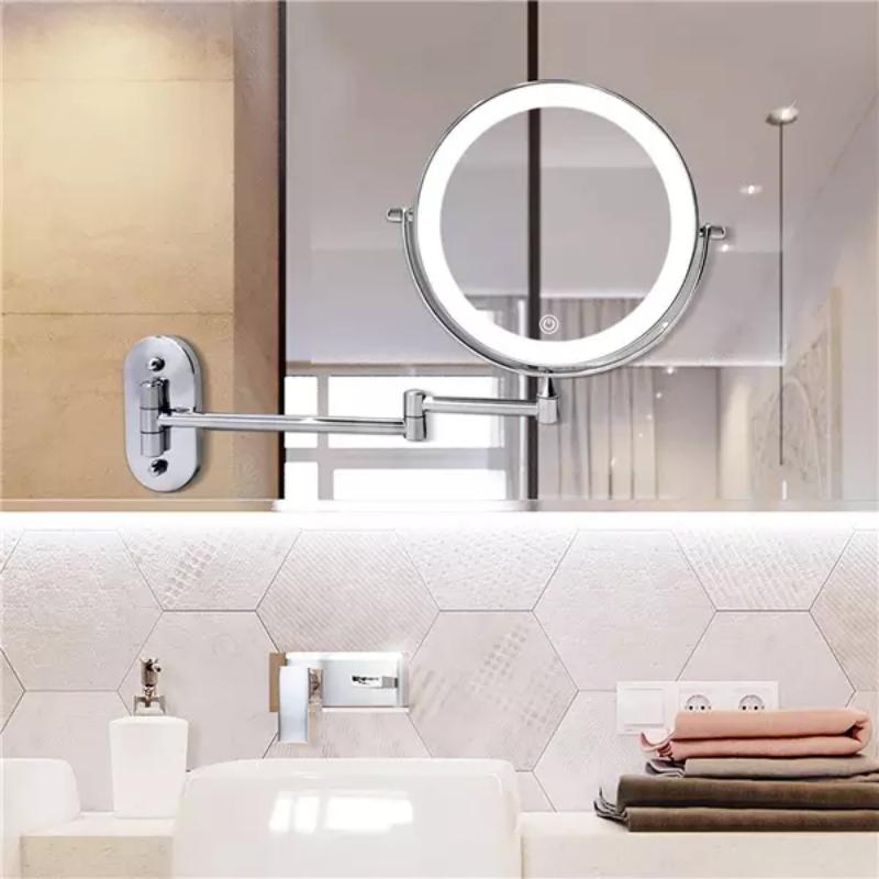 Chrome Silver LED Magnifying Mirror – Rechargeable Makeup & Vanity Mirror
