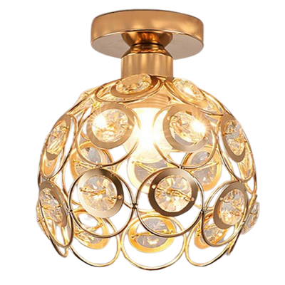 Fancy Gold Luxury Ceiling Light – Elegant Crystal Ball Flush Mount for Hallways & Entryways