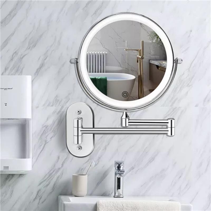 Chrome Silver LED Magnifying Mirror – Rechargeable Makeup & Vanity Mirror