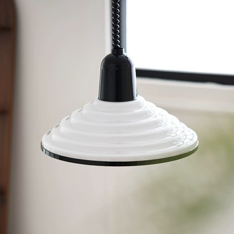French Cream Wind Glass Pendant Light – Elegant Warm Glow Hanging Lamp (E27)