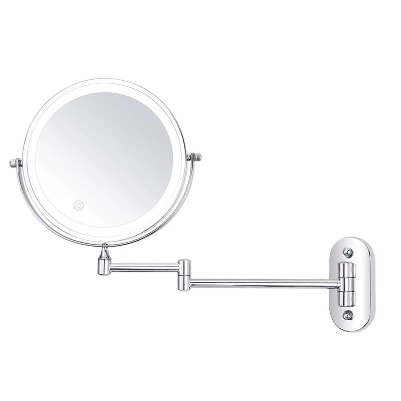 Chrome Silver LED Magnifying Mirror – Rechargeable Makeup & Vanity Mirror